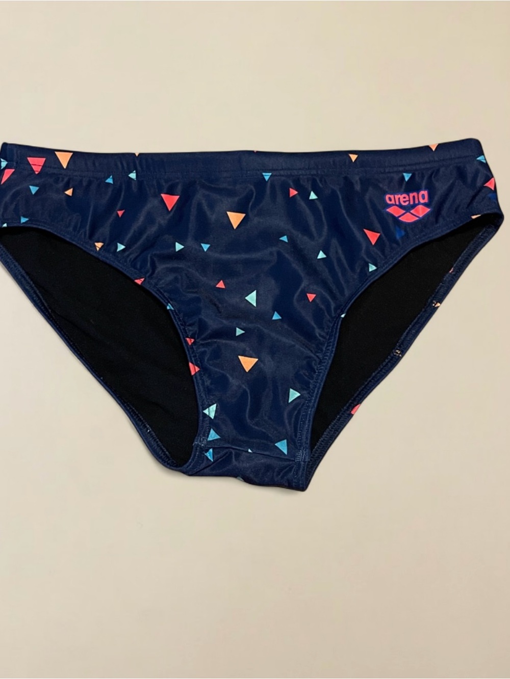 Arena Navy Bikini Bottom with Coral and Aqua Triangle Print
